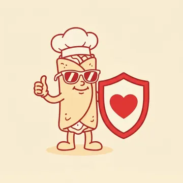 Burrito mascot presenting food-safety guidance