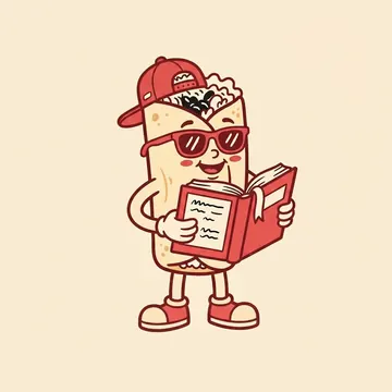 Burrito mascot reading the staff manual